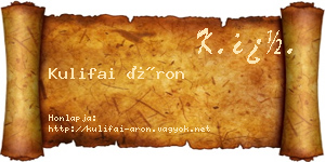Kulifai Áron névjegykártya